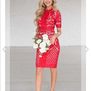 Red lace dress